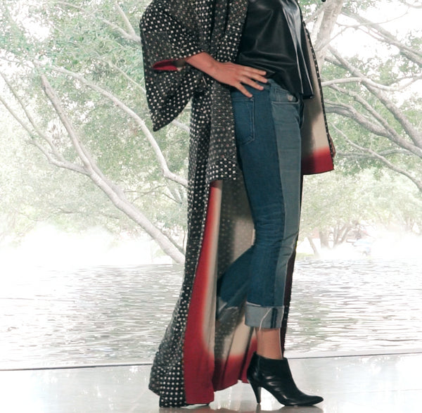 Black & White Shibori Silk Kimono